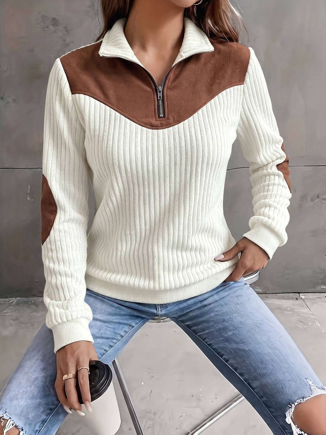 Everly | Half-Zip Ribbed Pullover