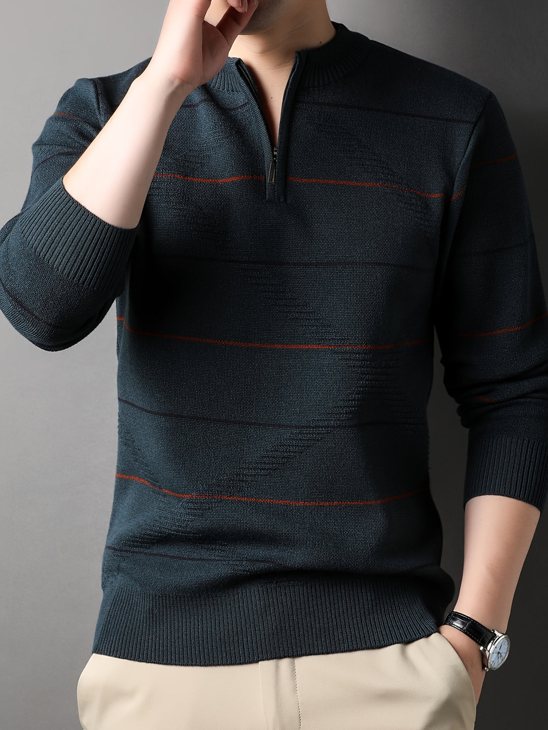 Tristan | Half-Zip Ribbed Knit Sweater
