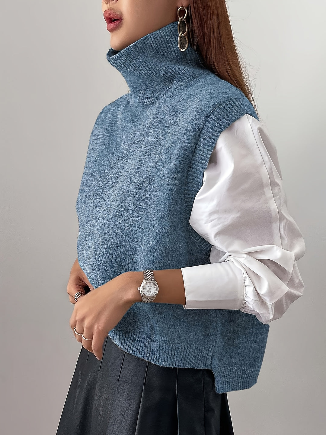 Eloise | High-Neck Sleeveless Sweater Vest