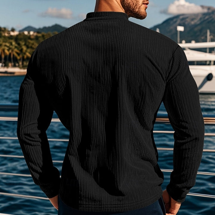 Foster | Ribbed Long-Sleeve Henley Shirt