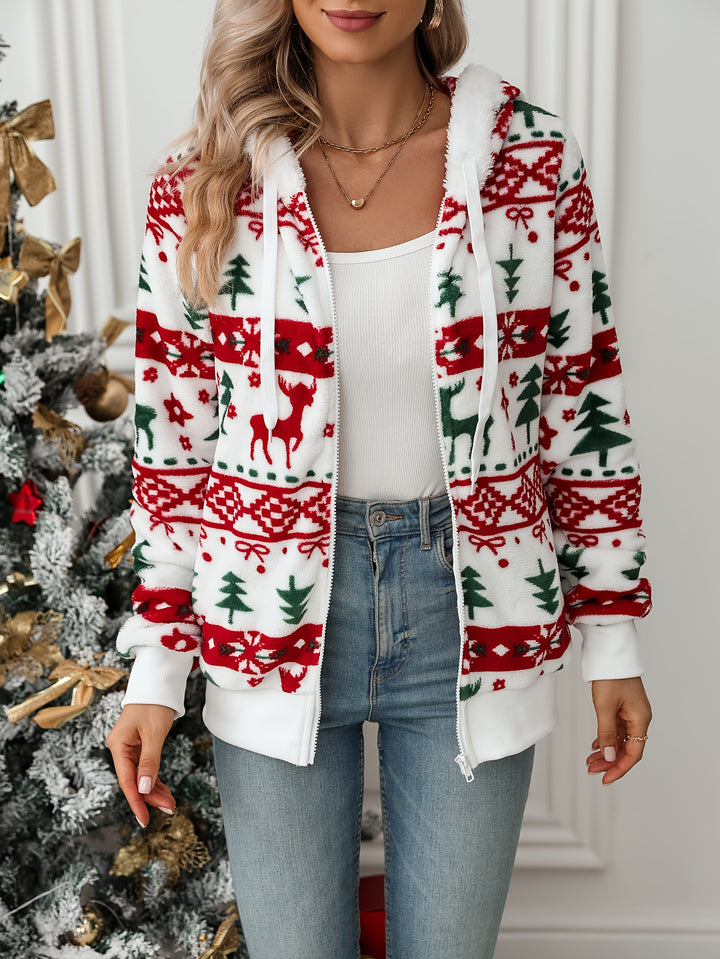 Holly | Christmas Reindeer Zip Hoodie