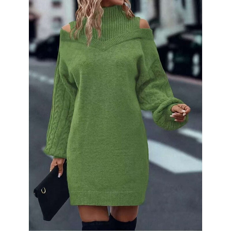 Everly | Cold-Shoulder Turtleneck Sweater Dress