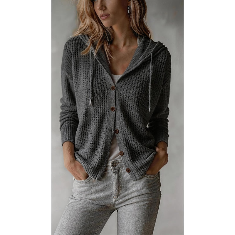 Genevieve | Ribbed Hooded Cardigan