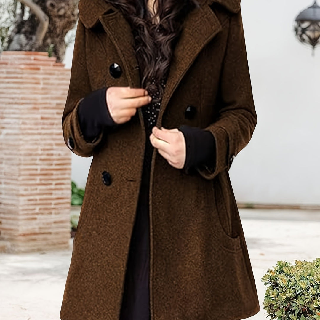Georgina | Hooded Double-Breasted Mid-Length Coat