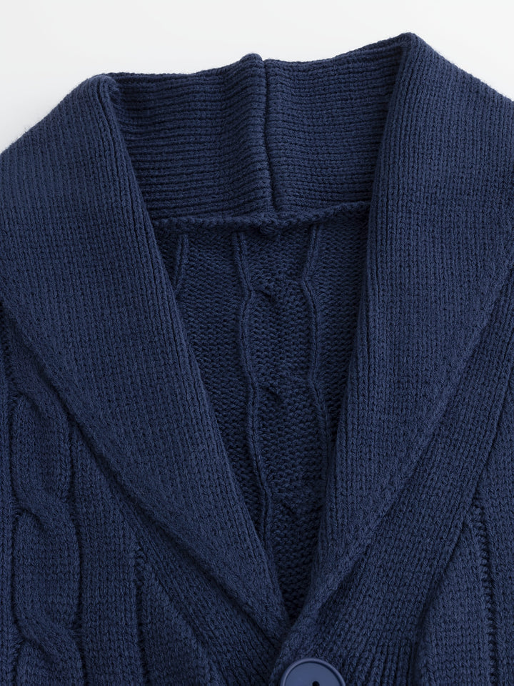 Elliot | Shawl Collar Cable-Knit Cardigan