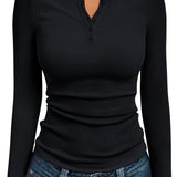 Brynn | Fitted Button Henley Top