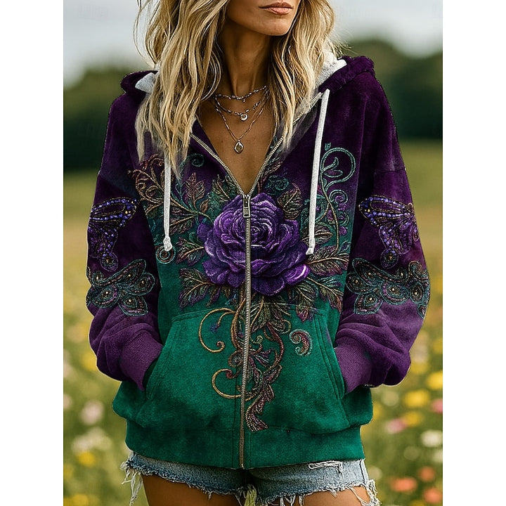 Iris | Nature-Print Zip-Up Hoodie