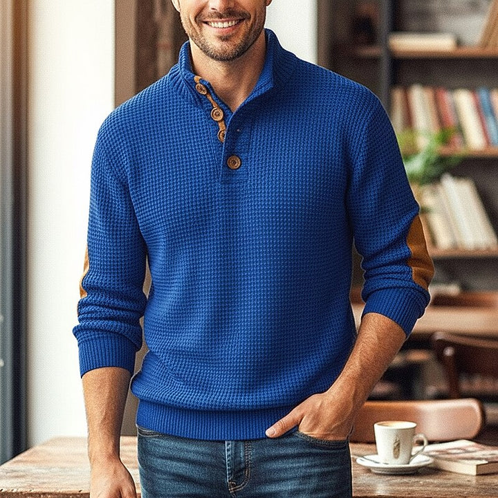 Percy | Button-Neck Textured Knit Jumper