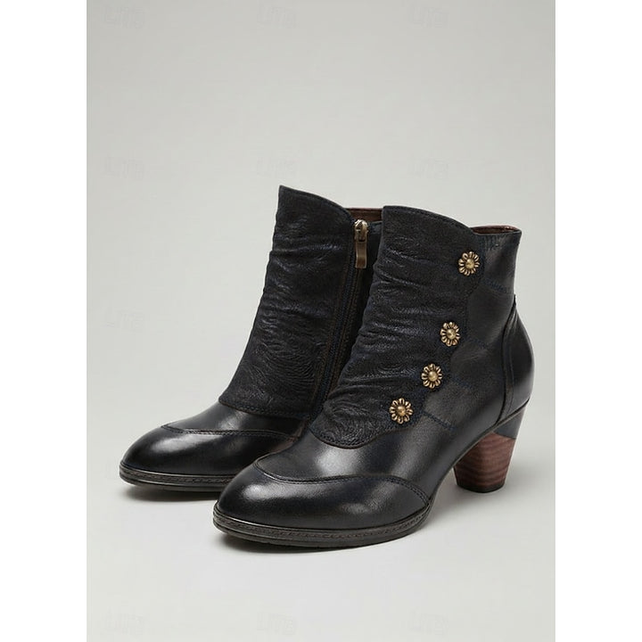 Maisie | Ruched Button Heeled Ankle Boots