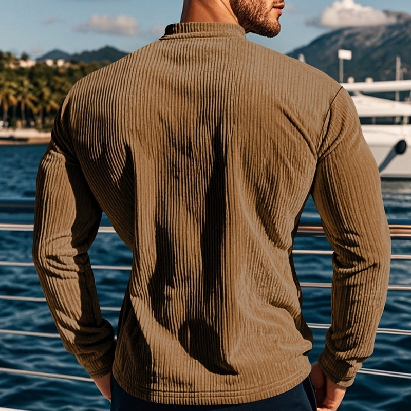 Foster | Ribbed Long-Sleeve Henley Shirt