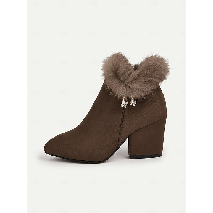 Pearl | Fur-Trimmed Block Heel Ankle Boots