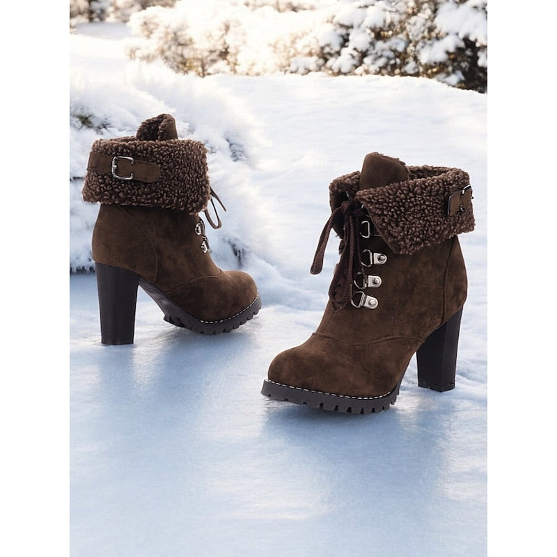 Ramona | Cosy Lace-Up Heeled Ankle Boots