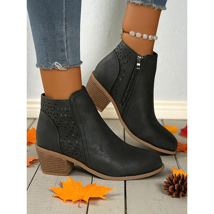 Adrienne | Cutout Block-Heel Ankle Boots