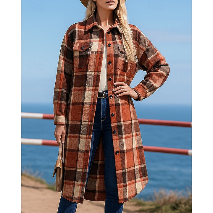 Noreen | Longline Checked Coat