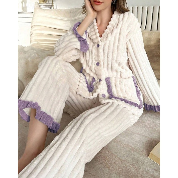 Cynthia | Ruffle-Trim Two-Piece Lounge Set
