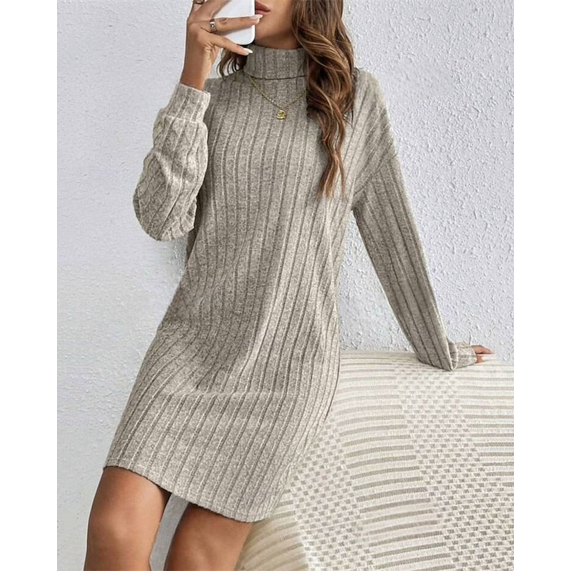 Imogen | Ribbed High-Neck Sweater Dress