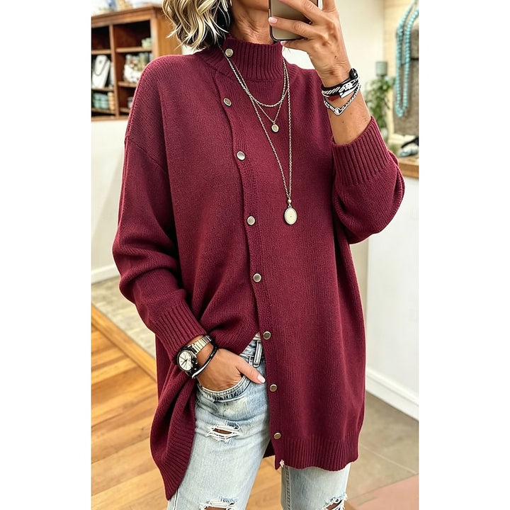 Annalise | Longline Button Turtleneck Sweater