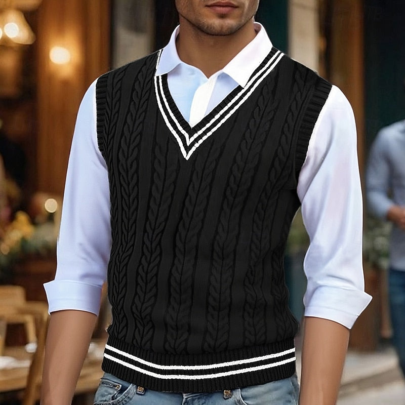 Percy | Cable-Knit V-Neck Sweater Vest