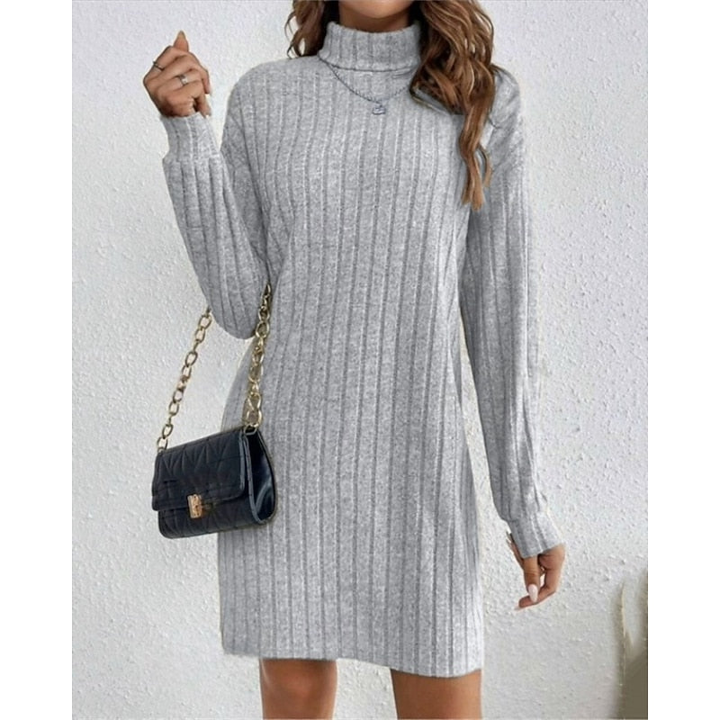 Imogen | Ribbed High-Neck Sweater Dress