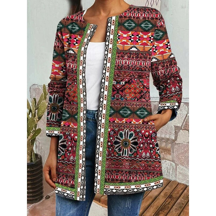 Saskia | Patterned Open-Front Jacket