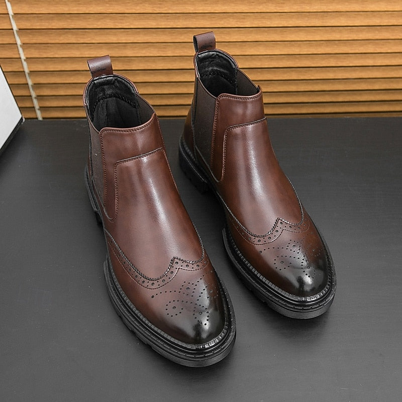 Leonard | Refined Brogue Chelsea Boots
