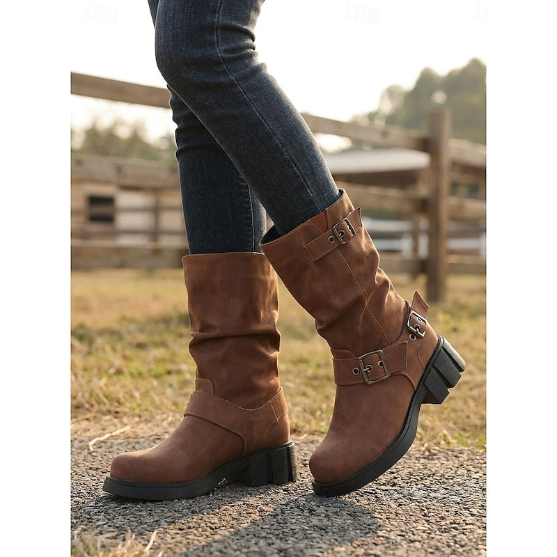 Ramona | Vintage Buckle Biker Boots