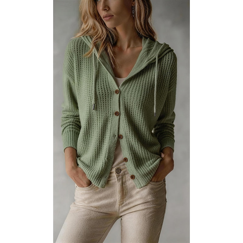 Genevieve | Ribbed Hooded Cardigan
