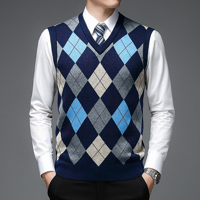 Sheldon | Argyle V-Neck Vest
