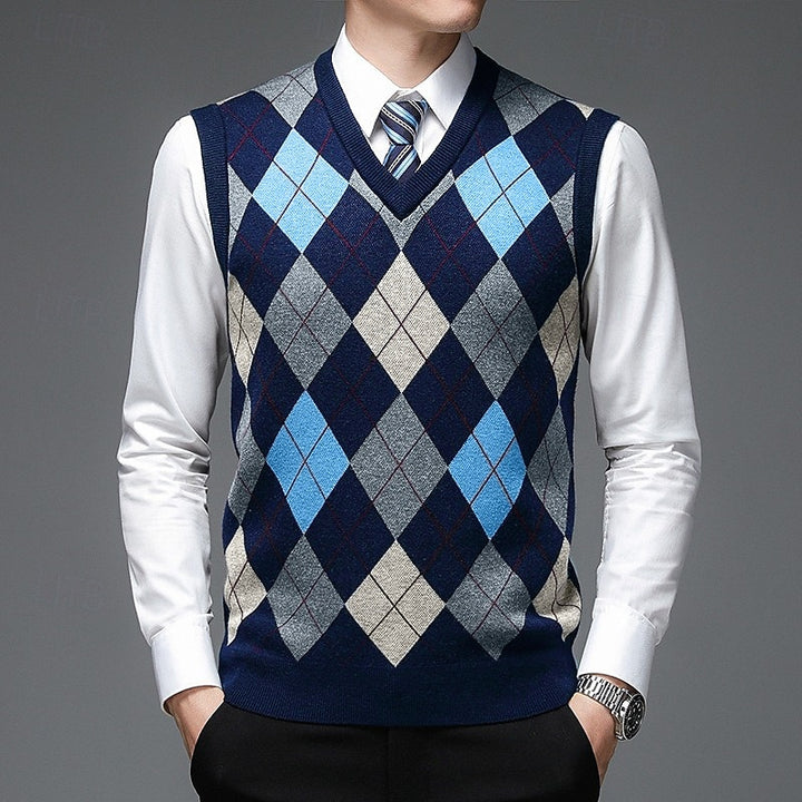 Sheldon | Argyle V-Neck Vest