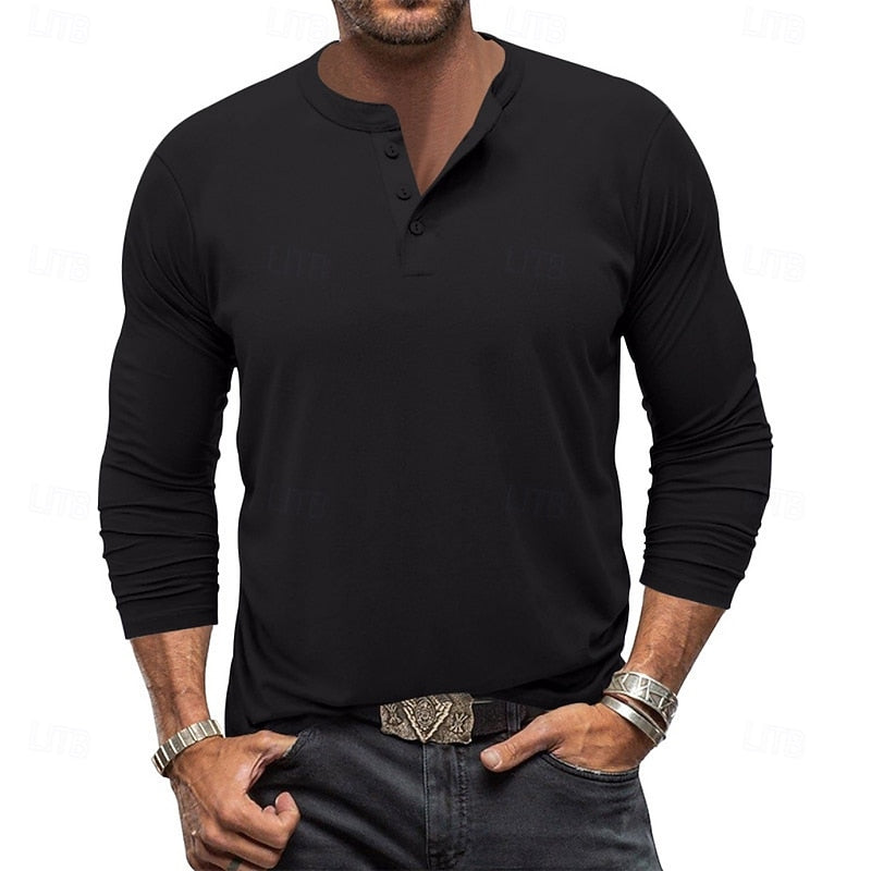 Grant | Classic Button-Neck Henley Shirt
