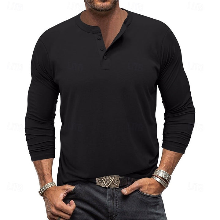 Grant | Classic Button-Neck Henley Shirt