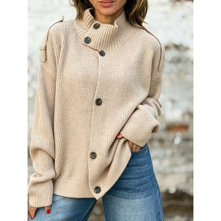 Isla | Button-Front Stand Collar Cardigan