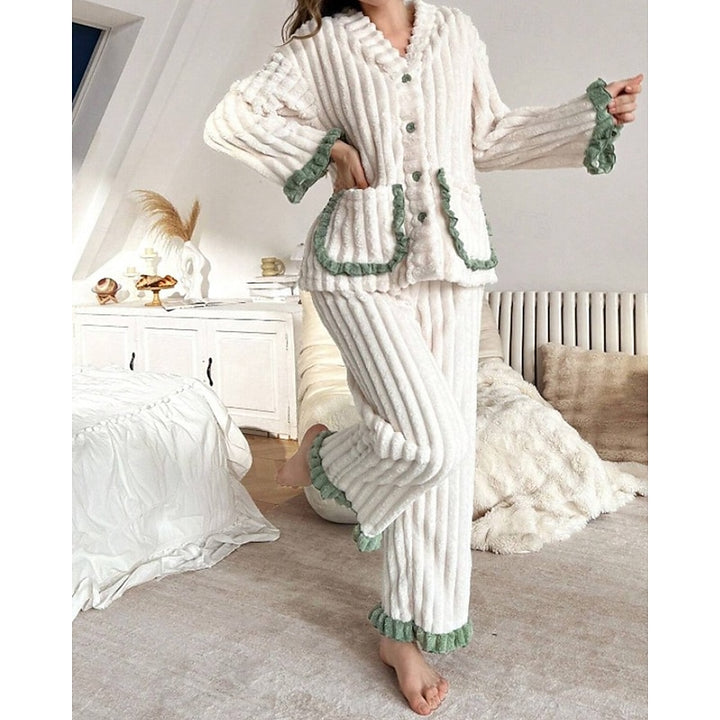Cynthia | Ruffle-Trim Two-Piece Lounge Set