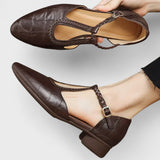 Caitlin | Classic Braided T-Bar Block Heel Shoes