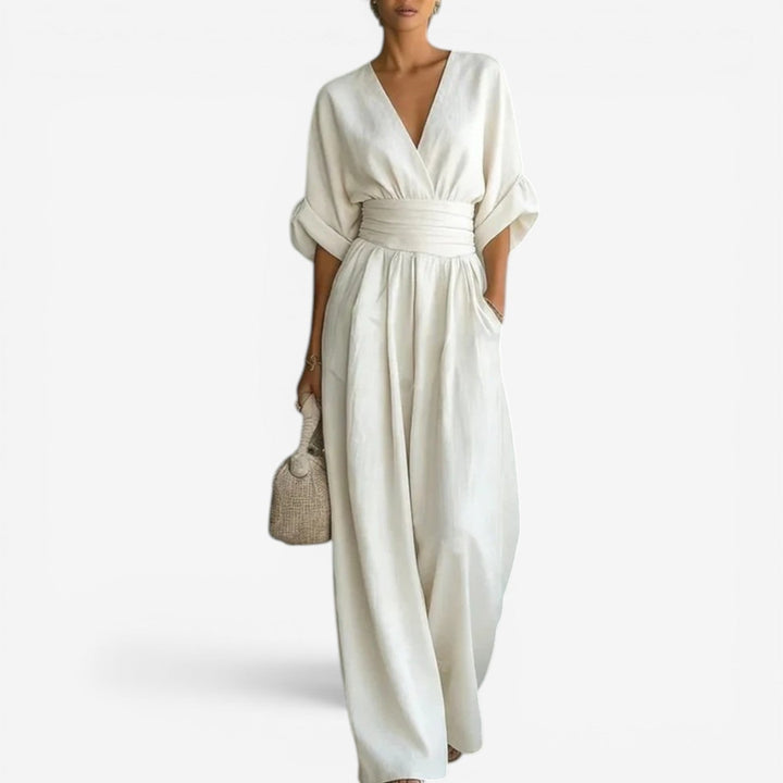 Layla | Elegant Wide Sleeve V-Neck Jumpsuit