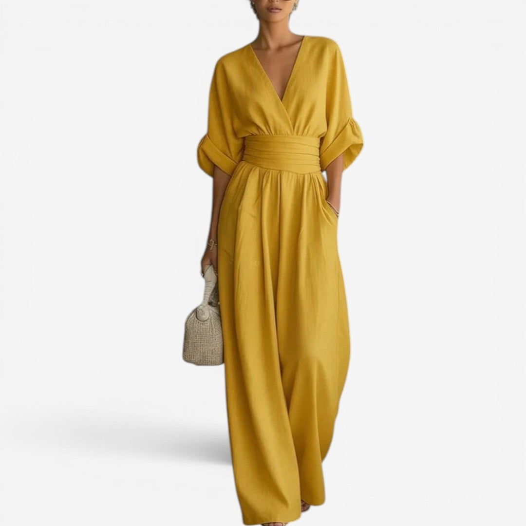 Layla | Elegant Wide Sleeve V-Neck Jumpsuit