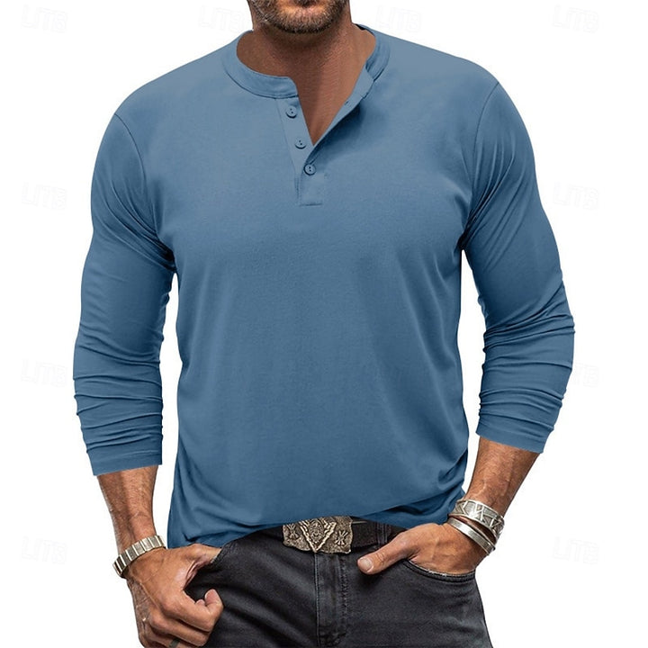 Grant | Classic Button-Neck Henley Shirt