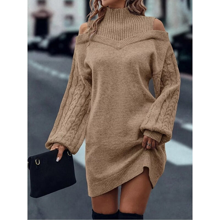 Everly | Cold-Shoulder Turtleneck Sweater Dress