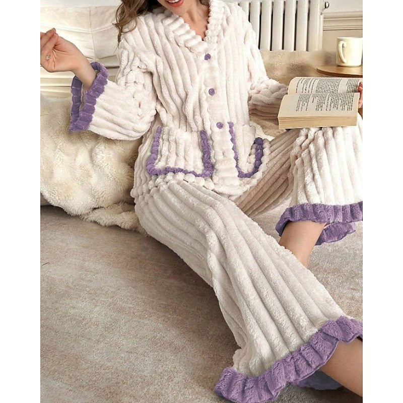 Cynthia | Ruffle-Trim Two-Piece Lounge Set