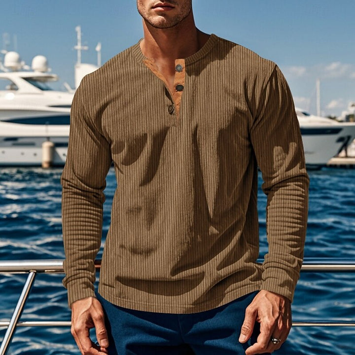 Foster | Ribbed Long-Sleeve Henley Shirt