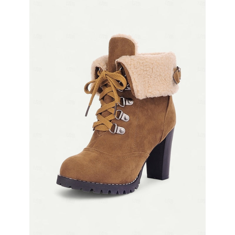 Ramona | Cosy Lace-Up Heeled Ankle Boots