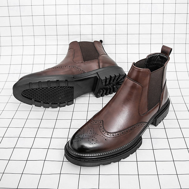 Leonard | Refined Brogue Chelsea Boots