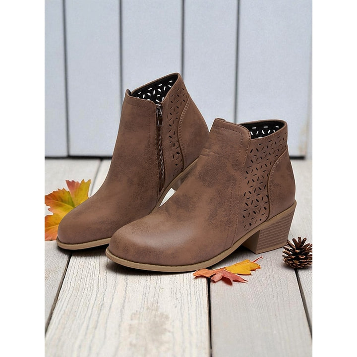 Adrienne | Cutout Block-Heel Ankle Boots