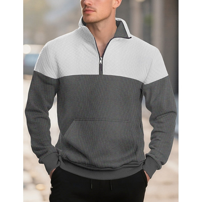 Harvey | Colour-Block Quarter-Zip Pullover