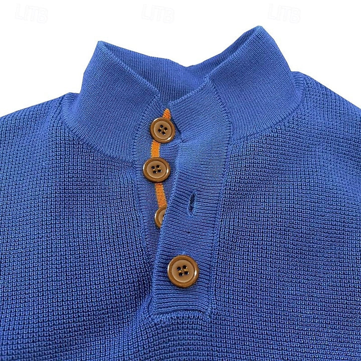 Percy | Button-Neck Textured Knit Jumper