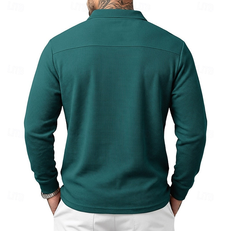Chandler | Textured Long-Sleeve Polo Shirt