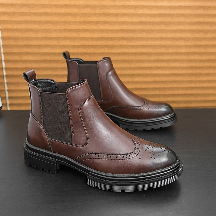 Leonard | Refined Brogue Chelsea Boots