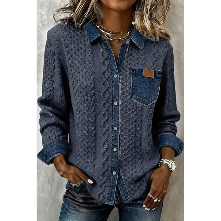 Genevieve | Textured Panel Button-Up Shirt