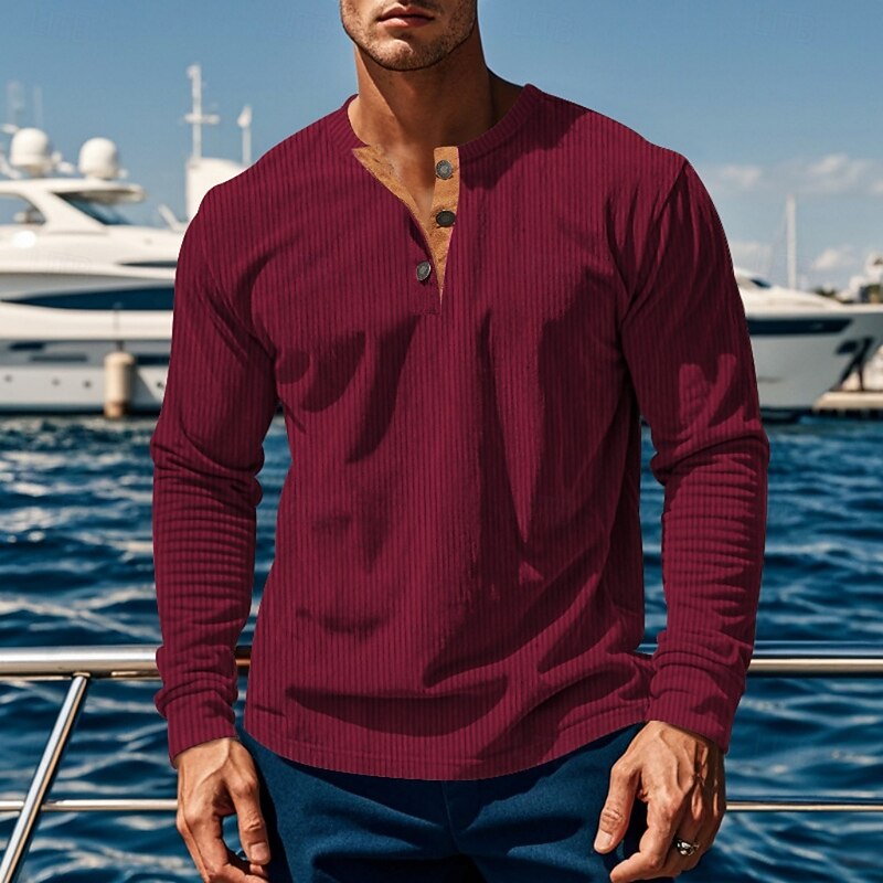 Foster | Ribbed Long-Sleeve Henley Shirt