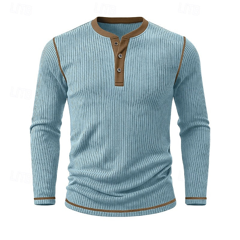 Owen | Ribbed Long-Sleeve Henley Shirt